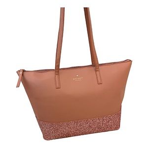 Coral Pink Kate ♠️ Spade Leather Bag With Crazy Sparkle Bottom! So Cute!